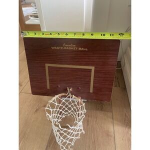 Vintage Executive Waste-Basket-Ball Trash Can Hoop Wood Grain Novelty Office Toy